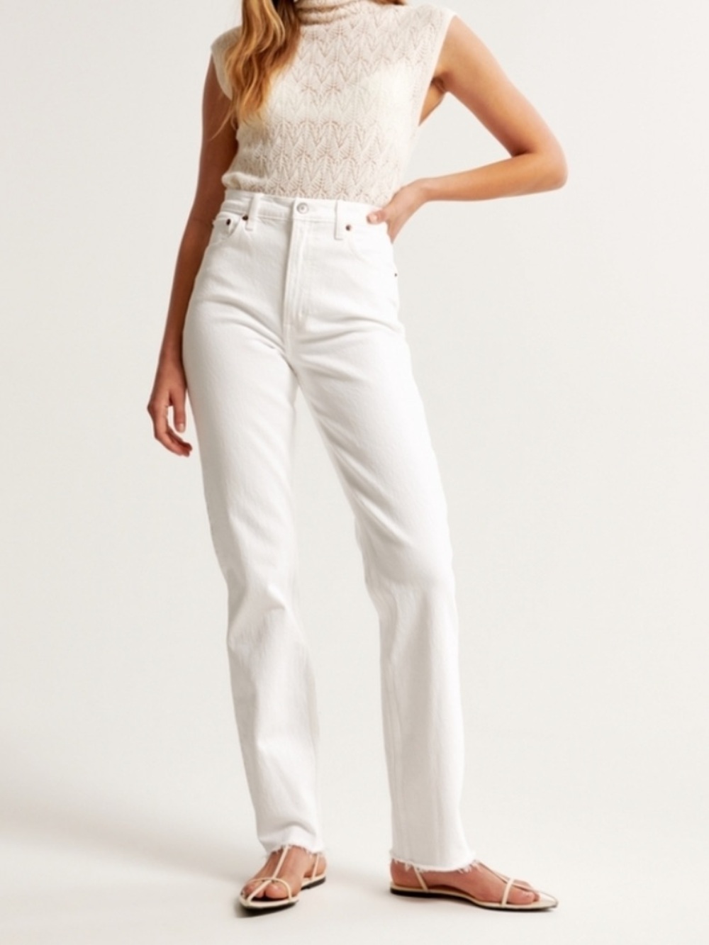 Abercrombie & Fitch Ultra High Rise 90’s Straight Jeans White